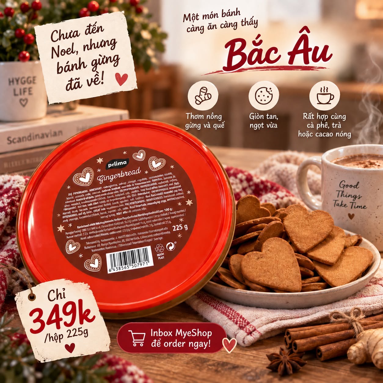 Bánh gừng giáng sinh Priima Pipari 225g
