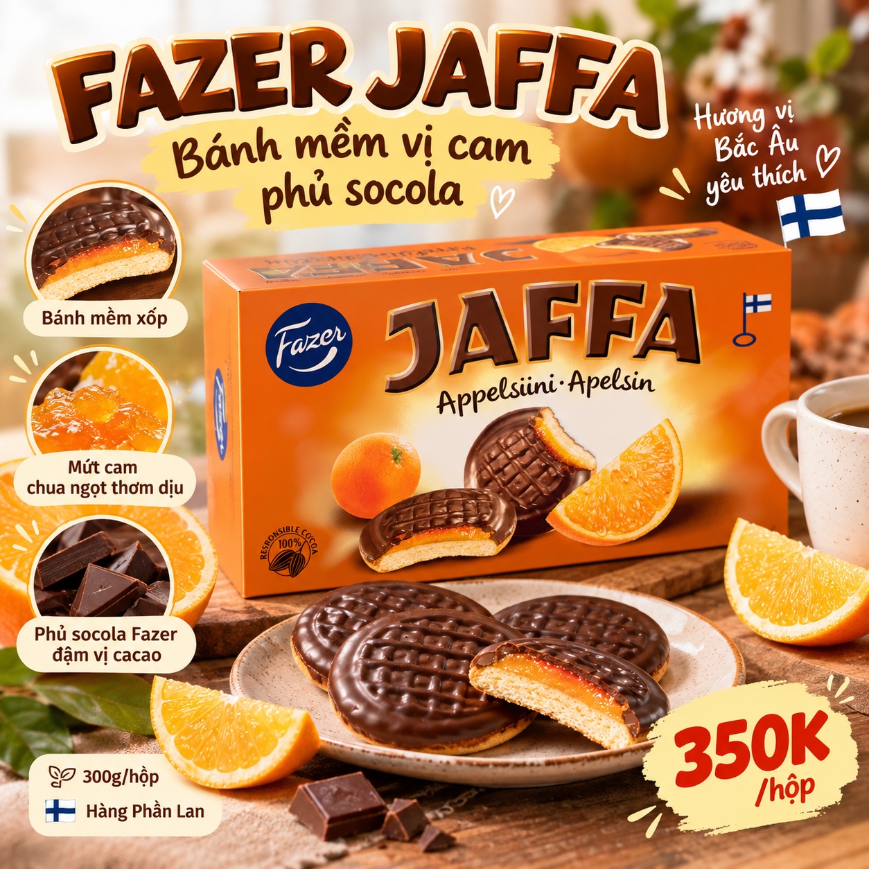 BÁNH PHỦ SOCOLA NHÂN MỨT CAM FAZER